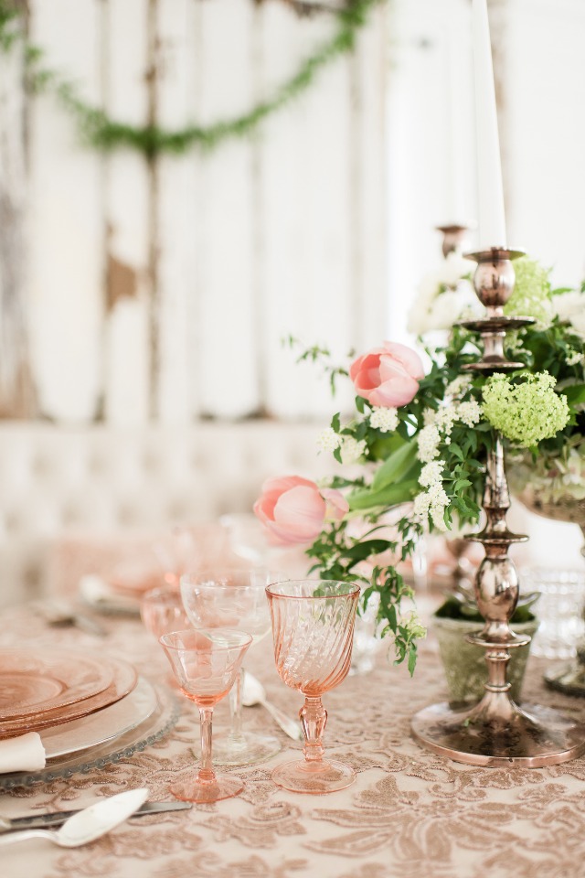 soft blush and white table decor