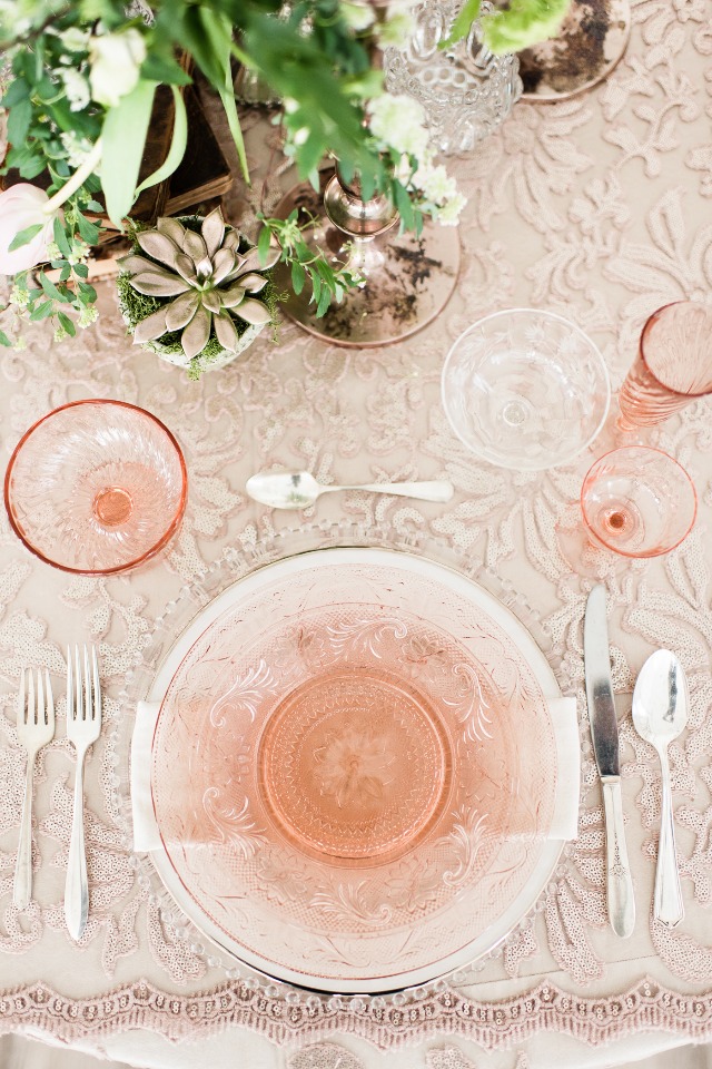 blush and rose gold place setting