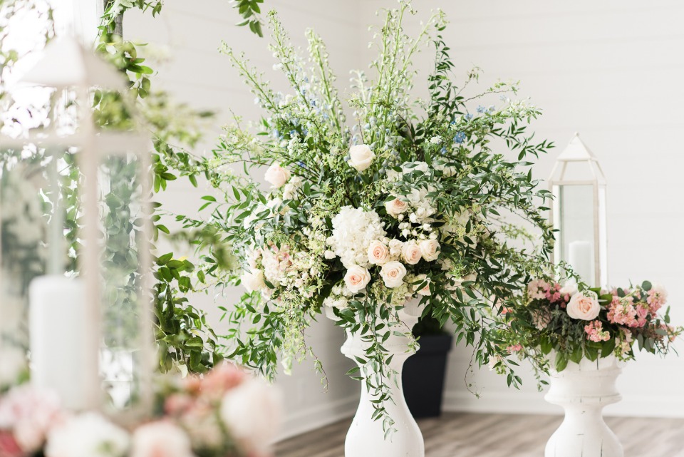 romantic and over grown style flower arrangements