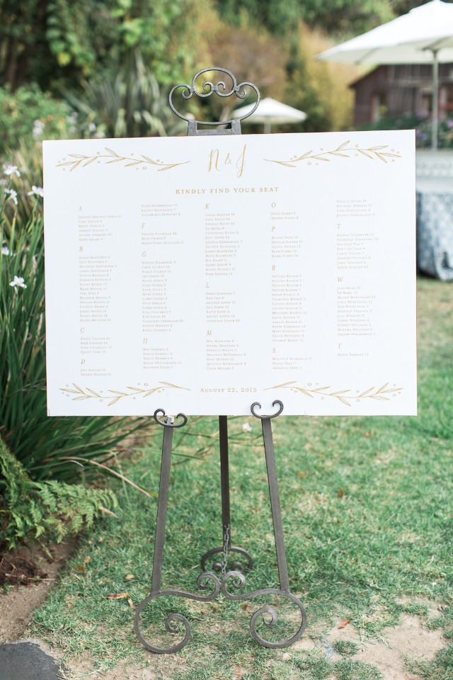 wedding seating assignment display
