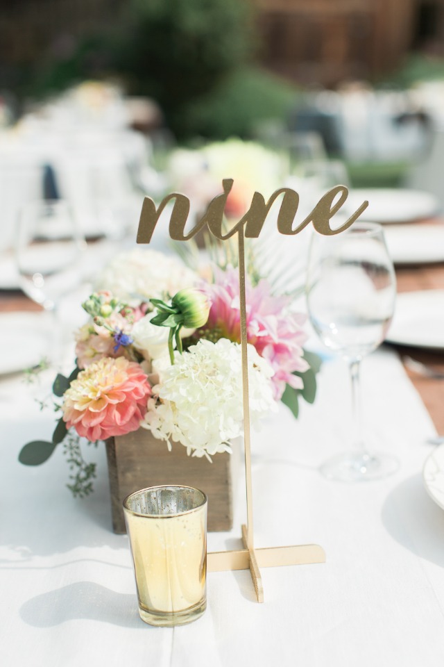 gold wedding table numbers