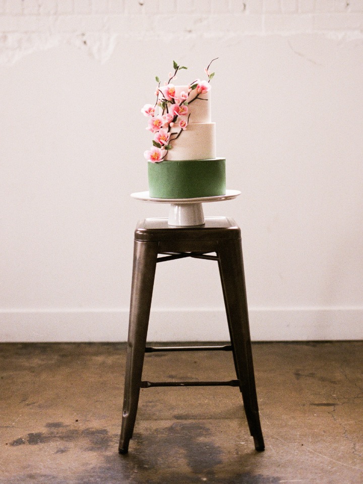 Green white and pink cake