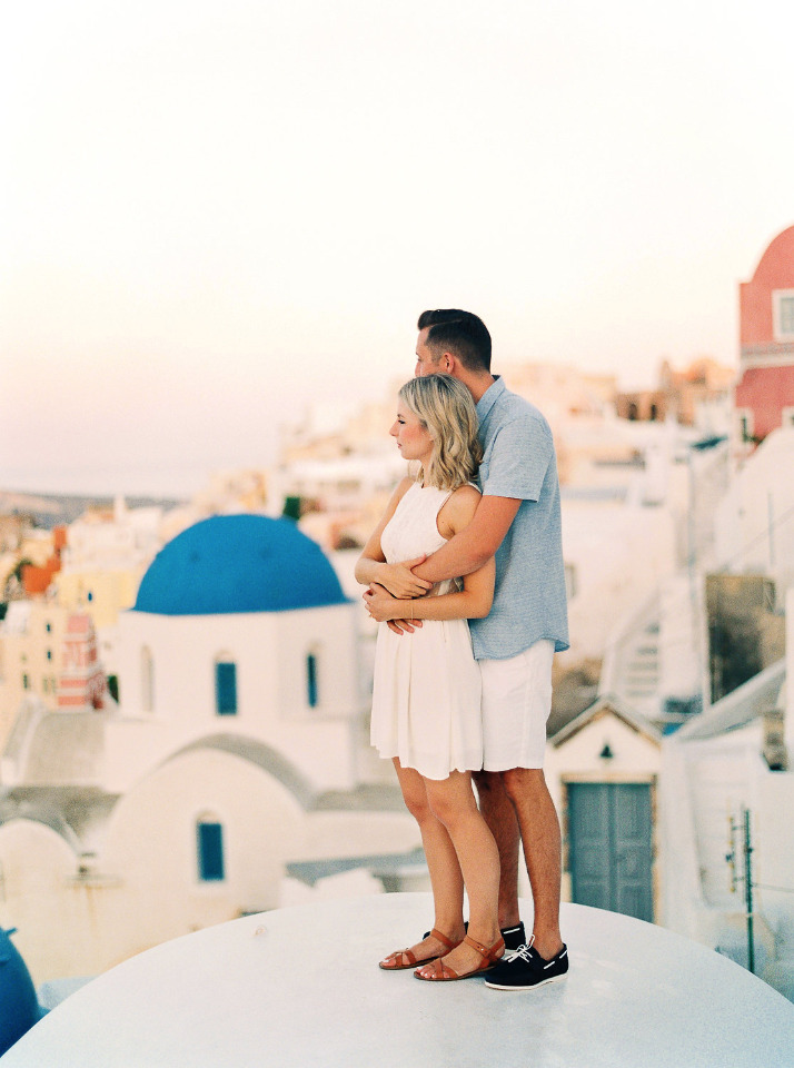 rooftop sunrise engagement session in Greece