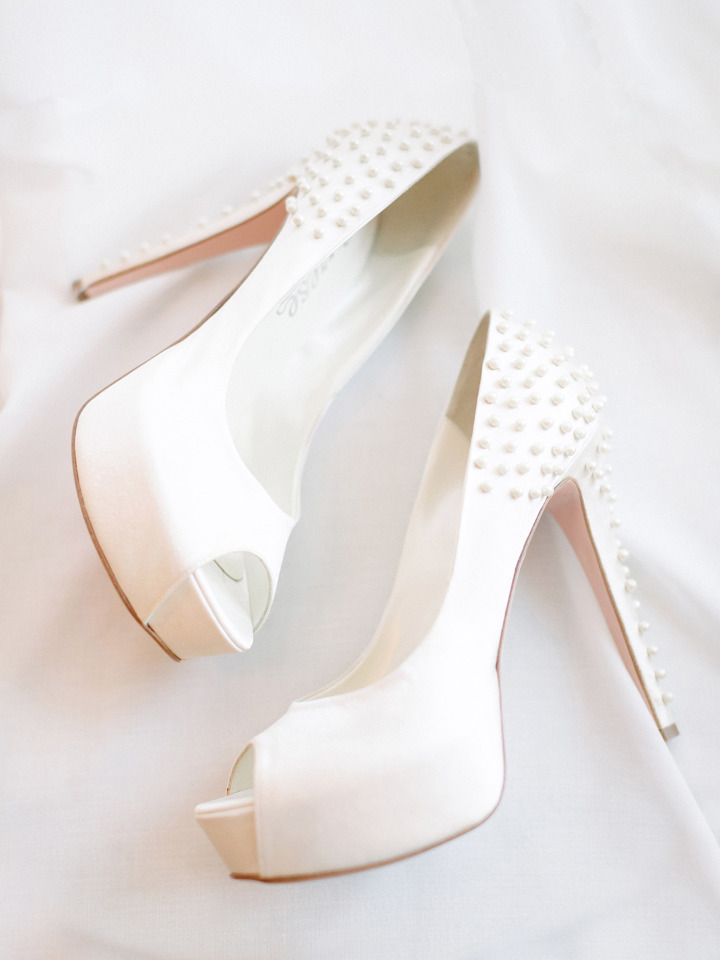 white wedding heels with pearls