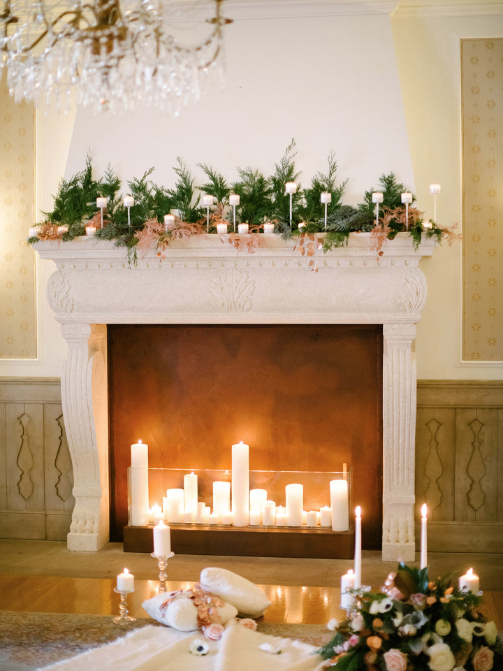 cozy fireplace wedding decor ideas