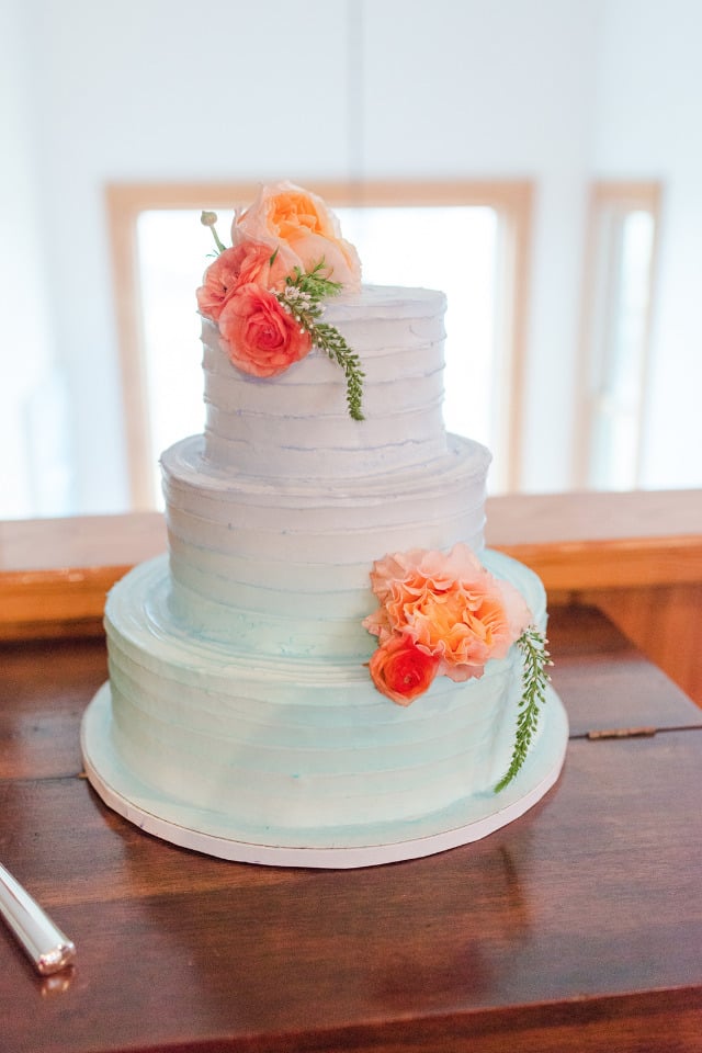beachy ombre wedding cake