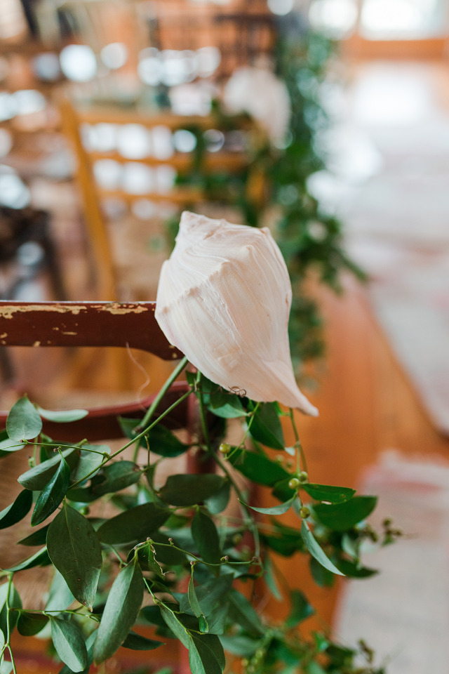 sea shell and ivy wedding decor