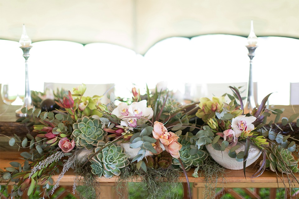 succulent and floral wedding centerpiece