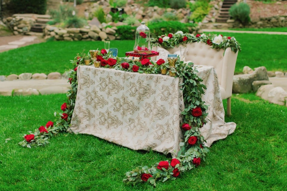 Dreamy sweetheart table inspired by Beauty and the Beast