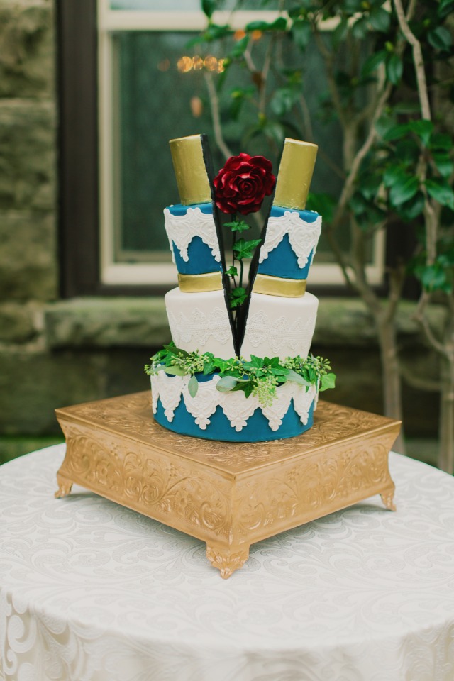 Beauty and the beast inspired wedding cake