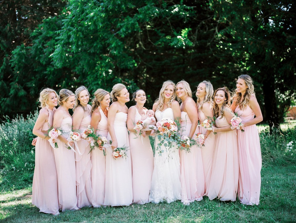 Bridesmaids in blush