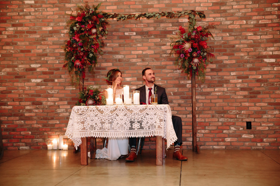 boho romance wedding sweetheart table