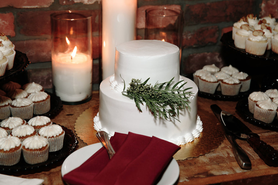 white wedding cake for bride and groom