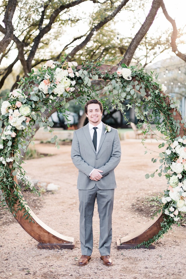 groom in grey and white