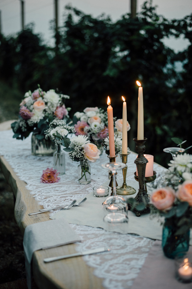 mix and match taper candle wedding decor