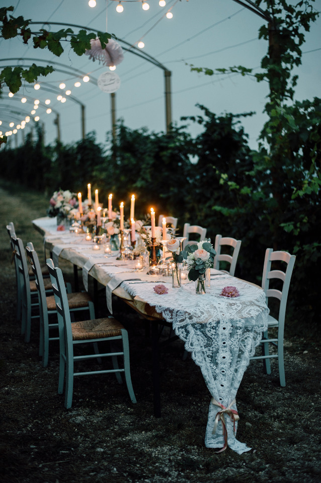 intimate Italy candelight wedding reception