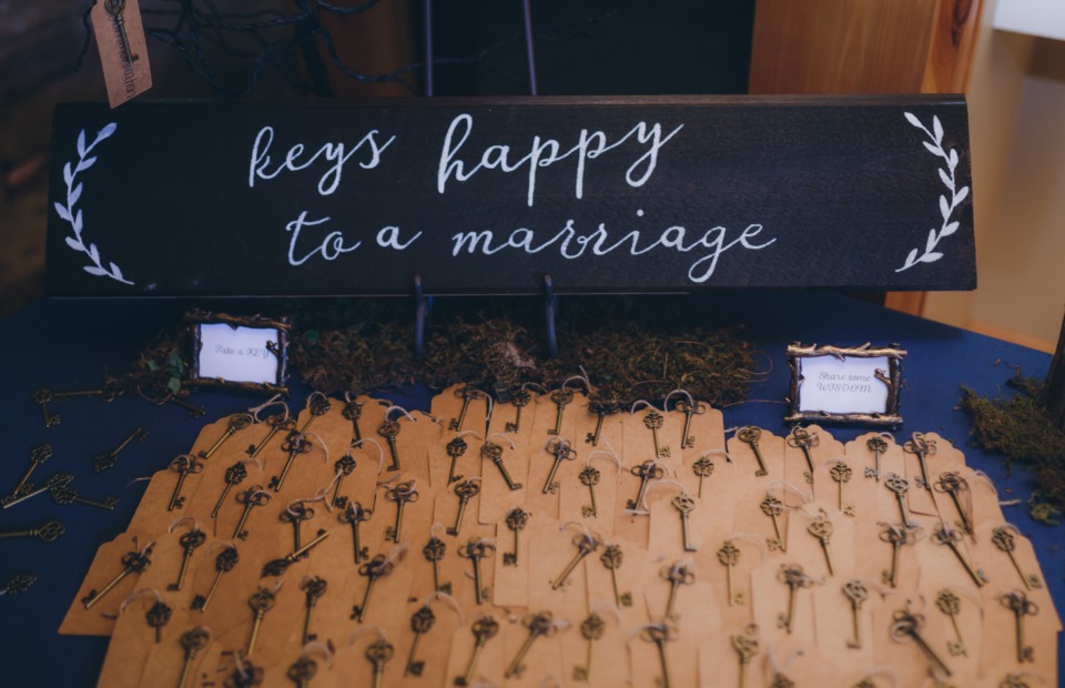 keys to a happy marriage escort cards