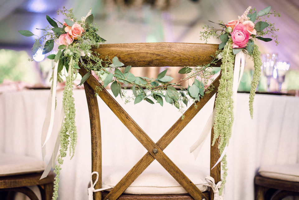 flower garlands for wedding chairs