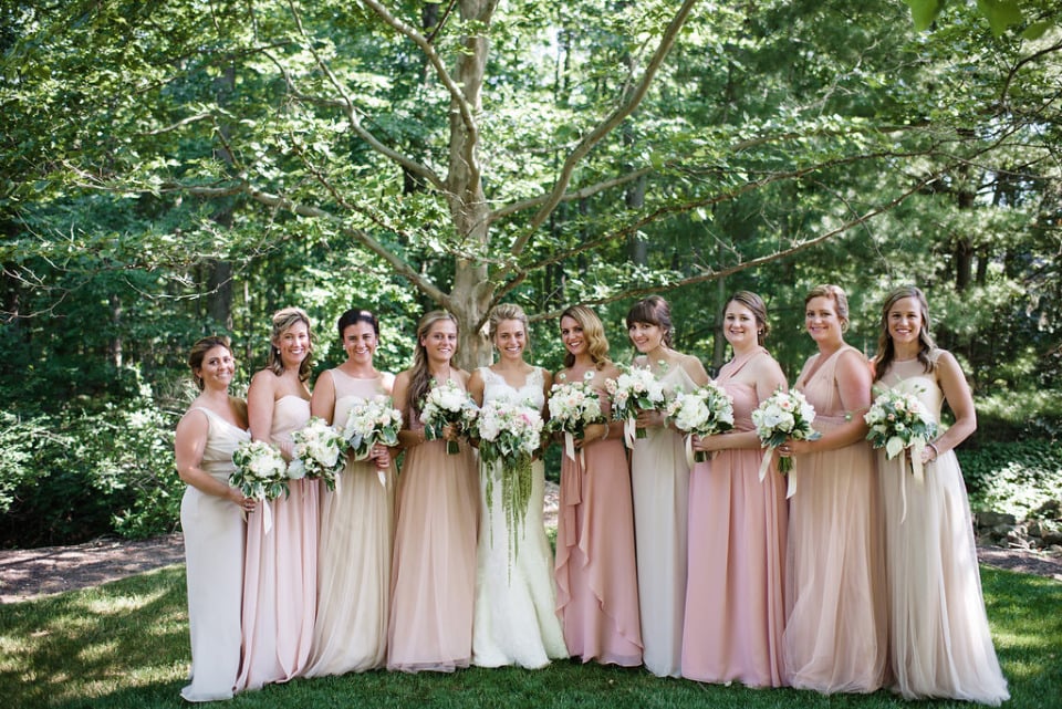 mixed pink bridesmaid dresses