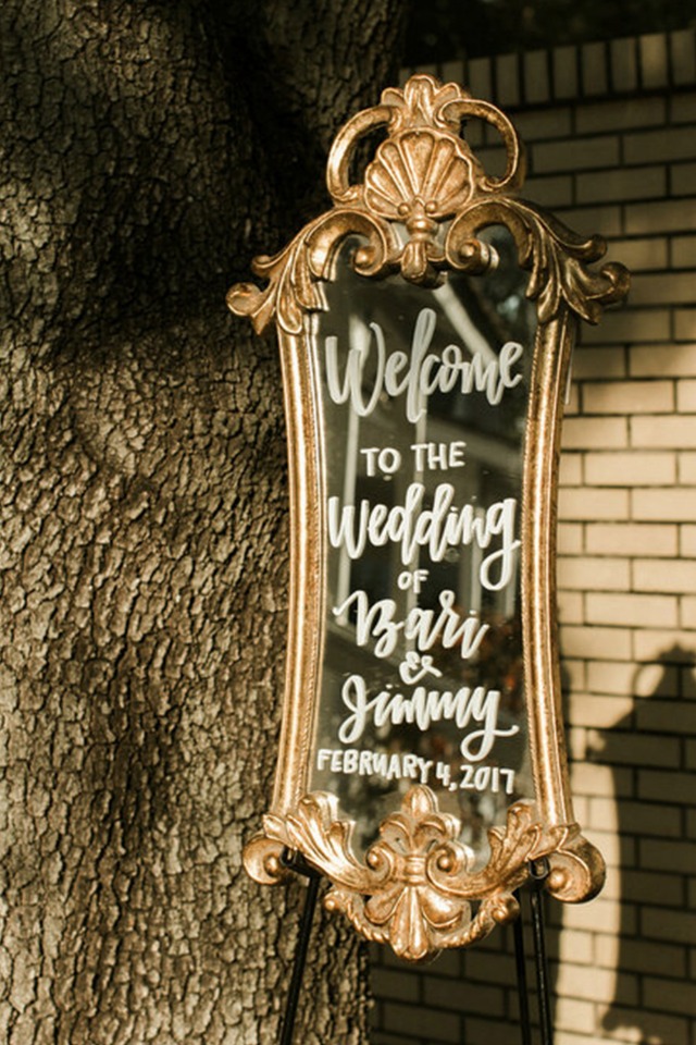 wedding welcome mirror sign