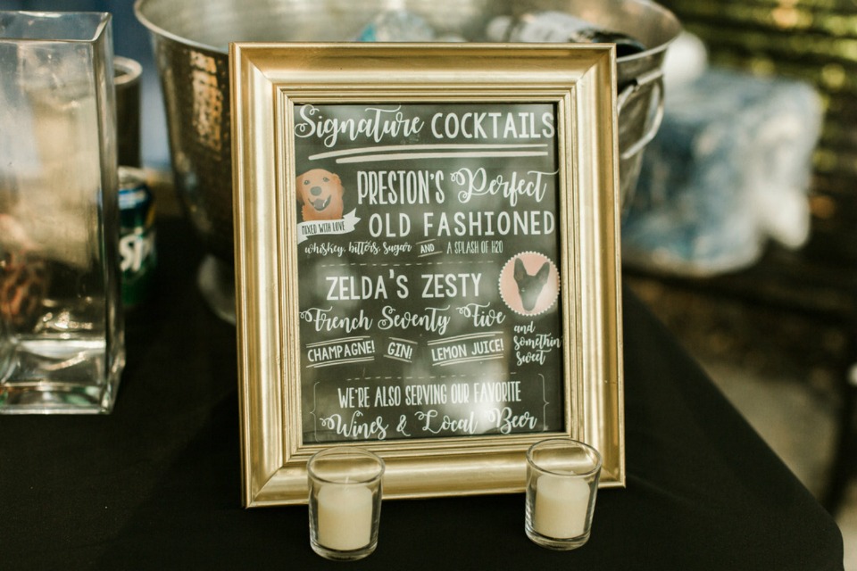 framed cocktail menu