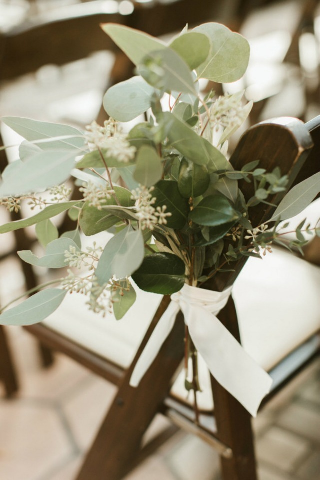 eucalyptus wedding aisle decor