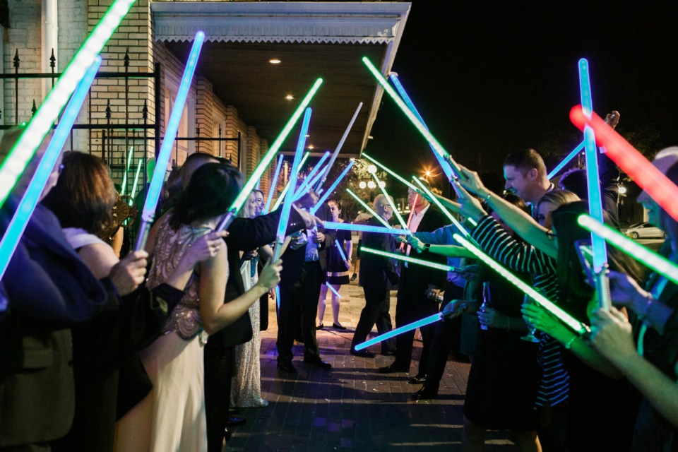 light saber wedding exit