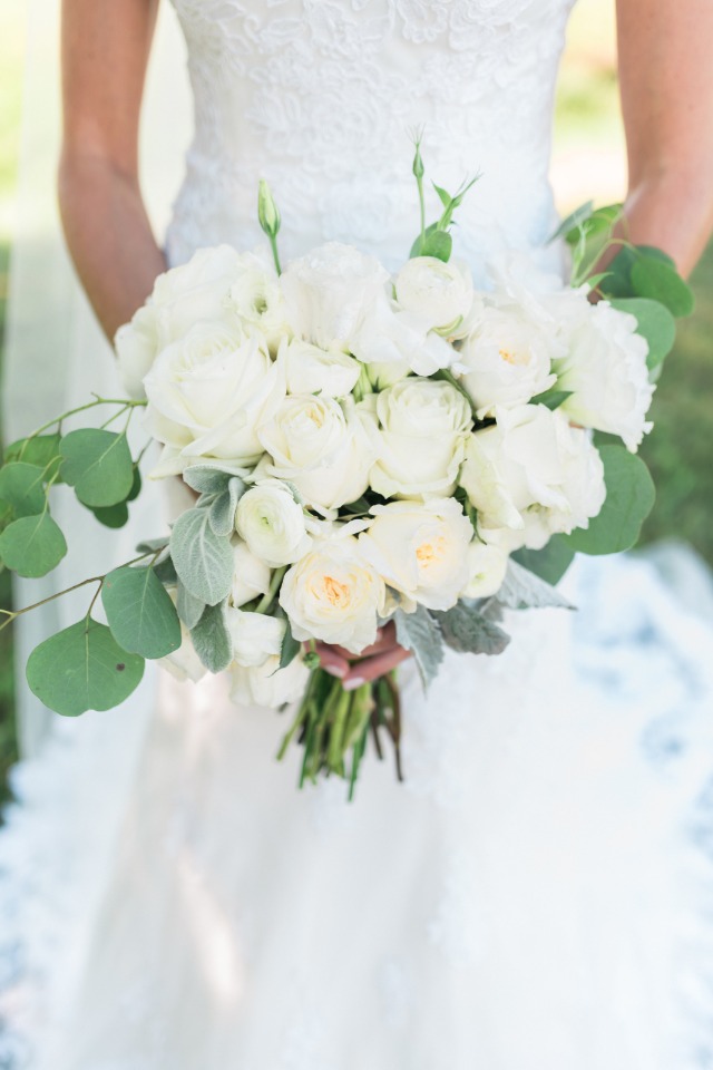 all white rose bouquet