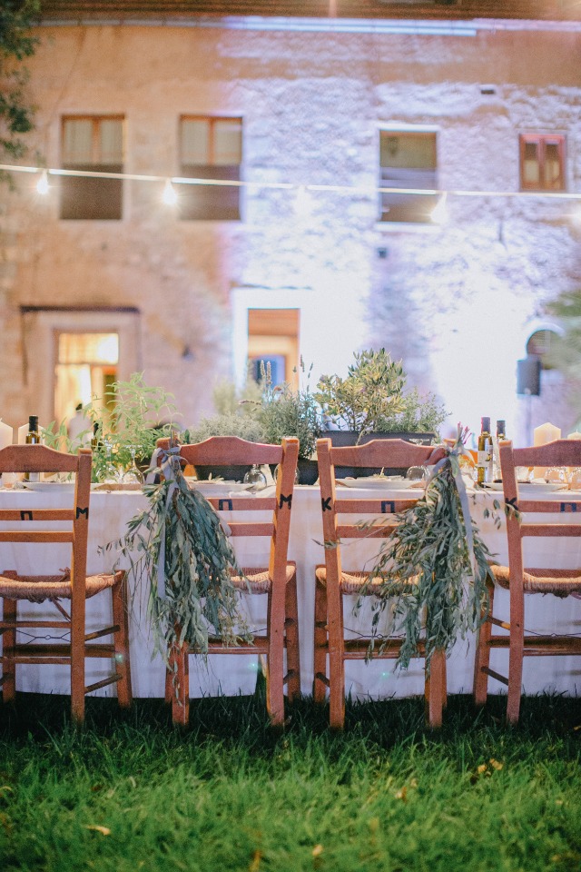 his hand hers wedding seats with dried herb seat decor