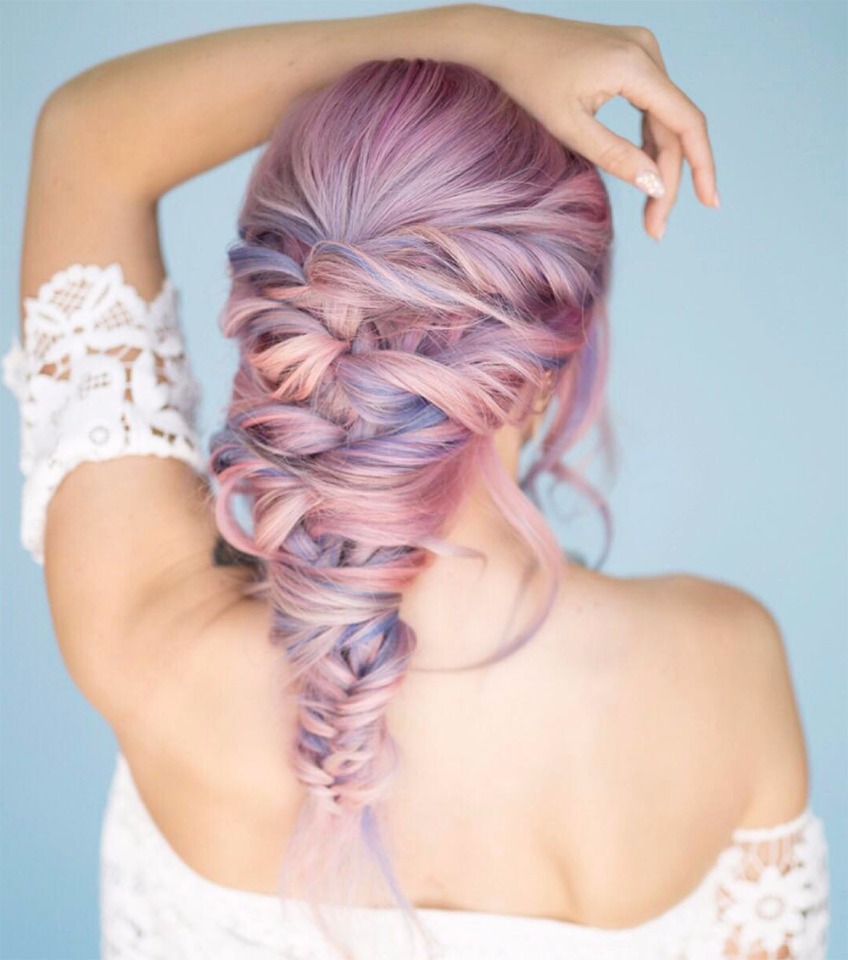pink and purple wedding hair