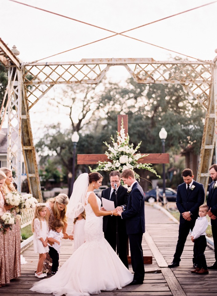 Outdoor ceremony on a bridge in New Orleans