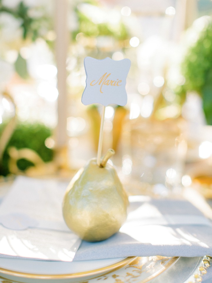 Gold pear place card