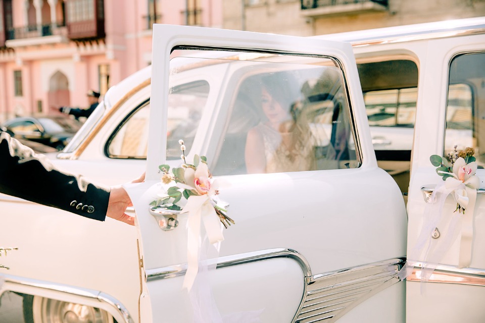 Cool vintage car for the bride and groom