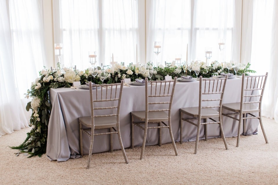 Natural grey and white winter tablescape