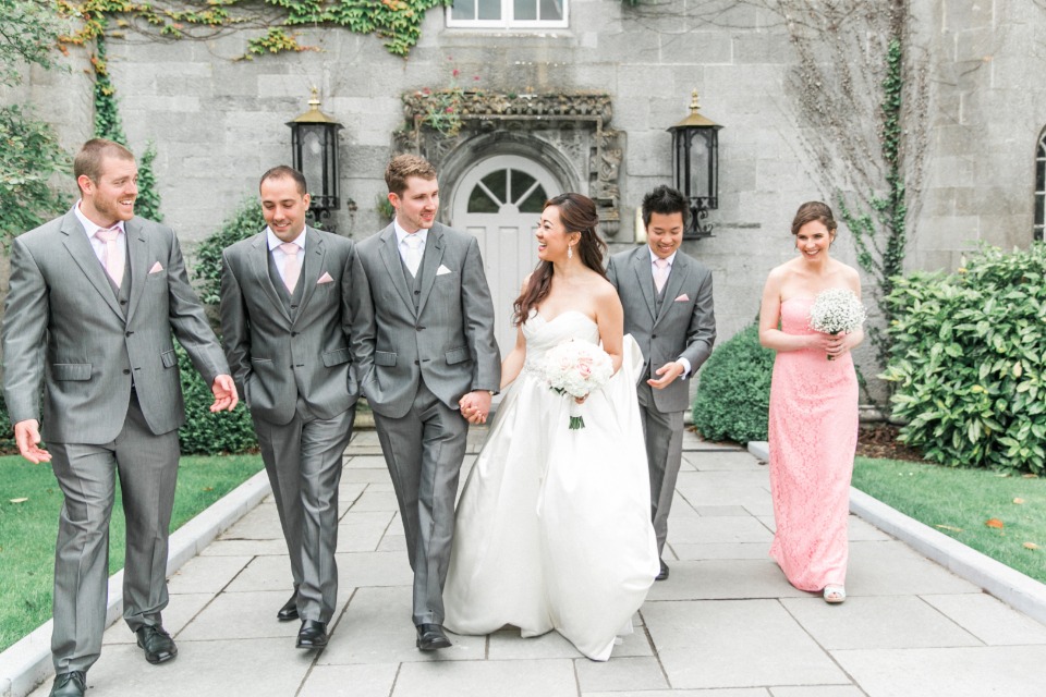 Grey and pink wedding party