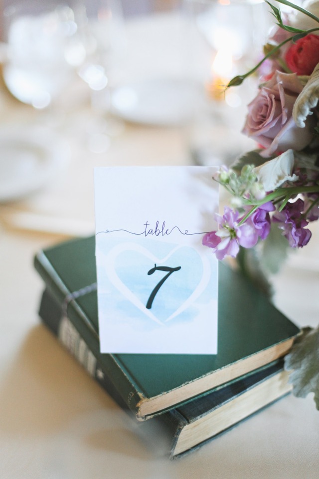Watercolor Strokes free printable table number from Wedding Chicks