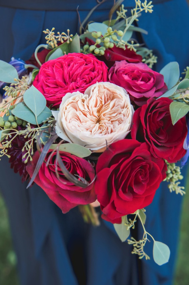 Red and blush bridesmaid bouquet