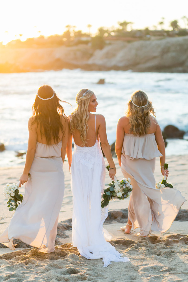beach wedding bridesmaids in Cabo
