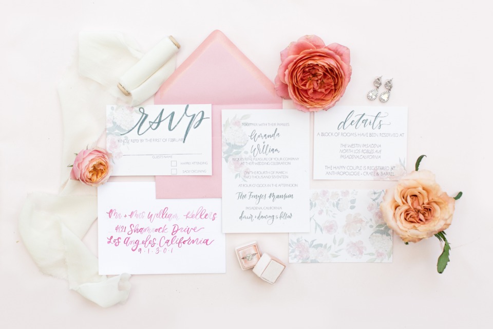 Elegant pink invitation suite