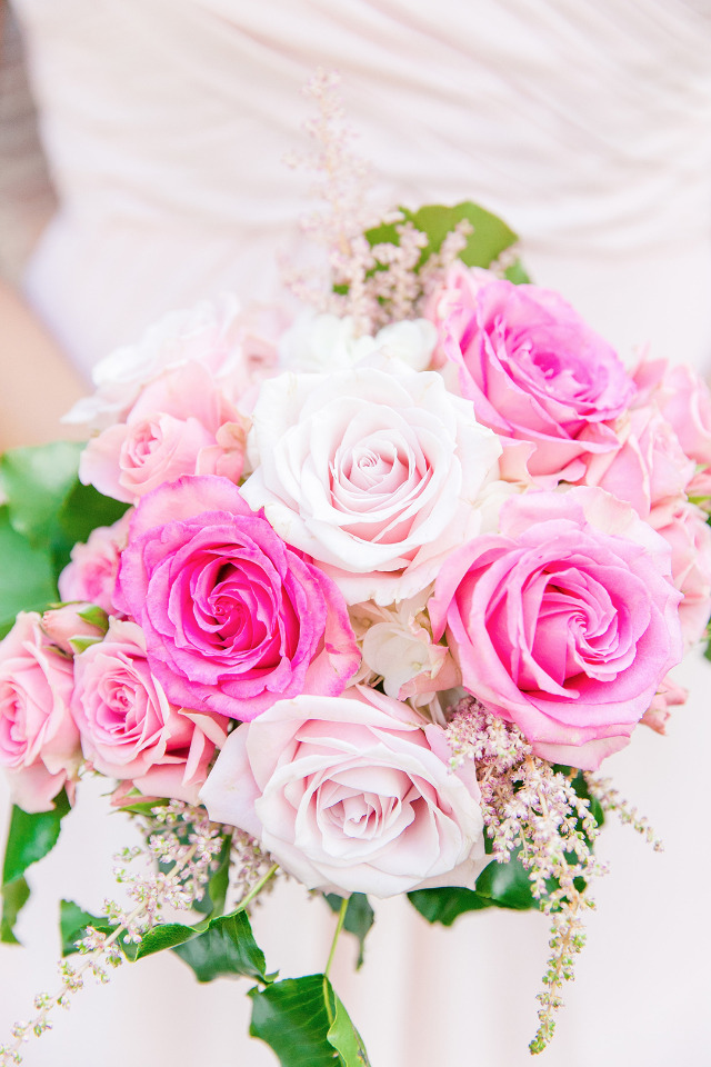 mixed pink rose bridesmaid bouquet