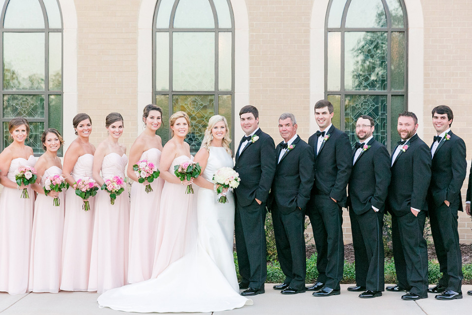 classic pink and black wedding party