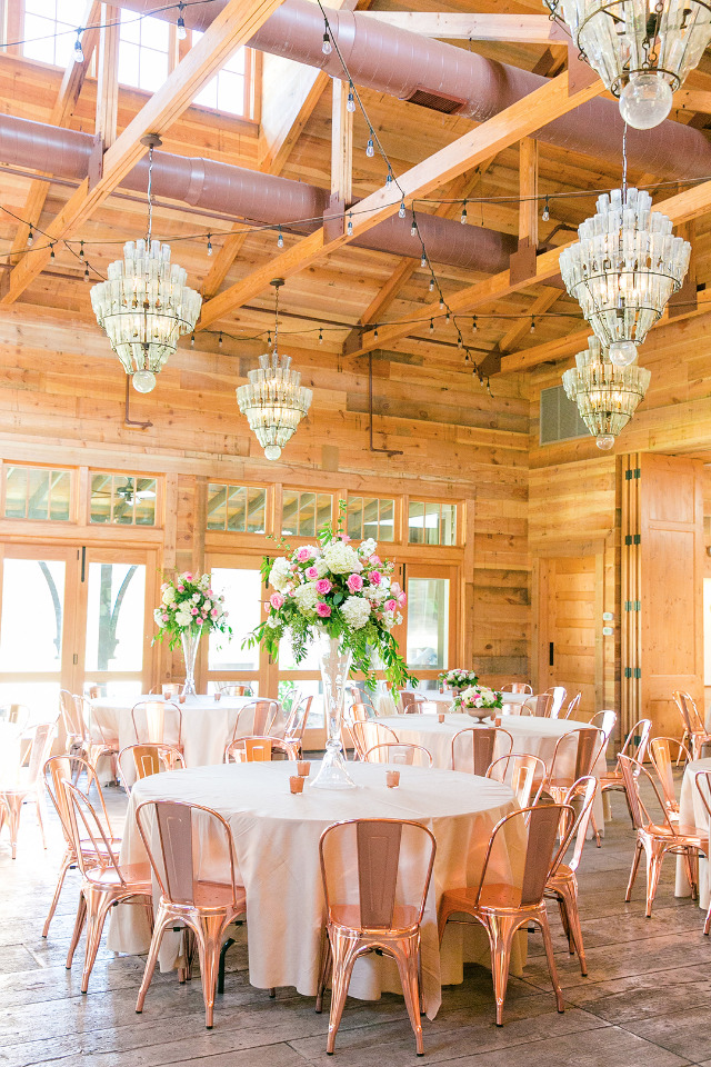 pink and copper wedding reception