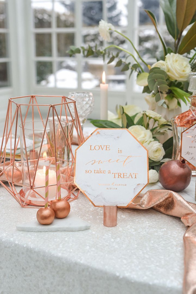 love is sweet marble and copper sign