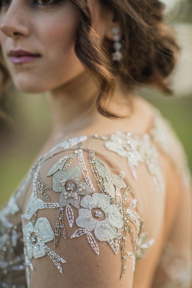 flower applique wedding dress top
