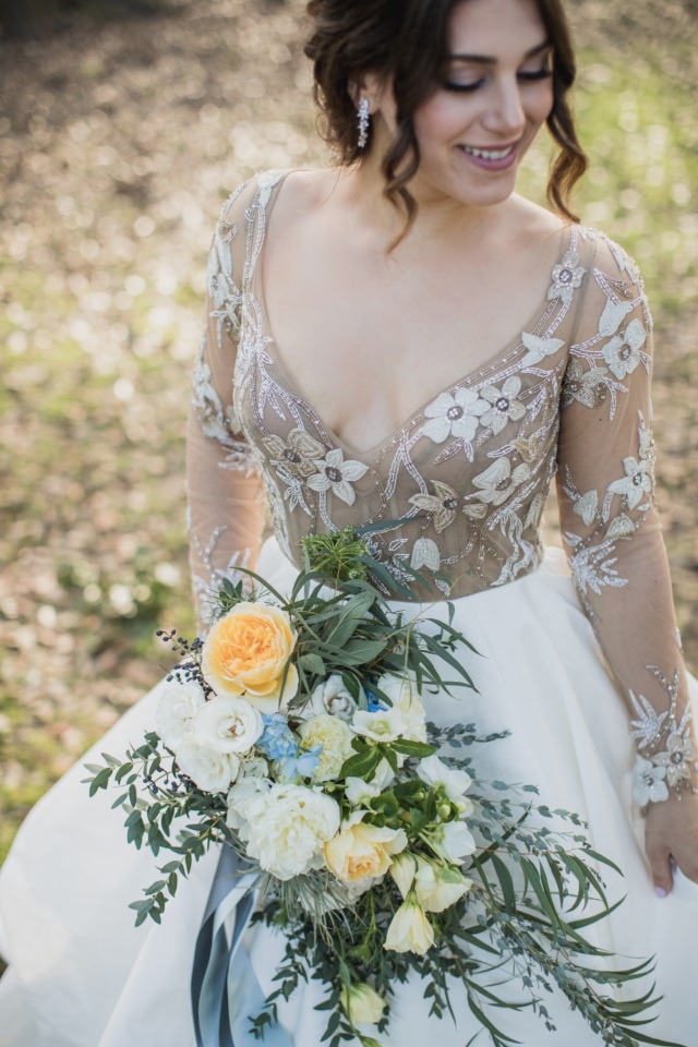 elegant and sheer Hayley Paige wedding gown