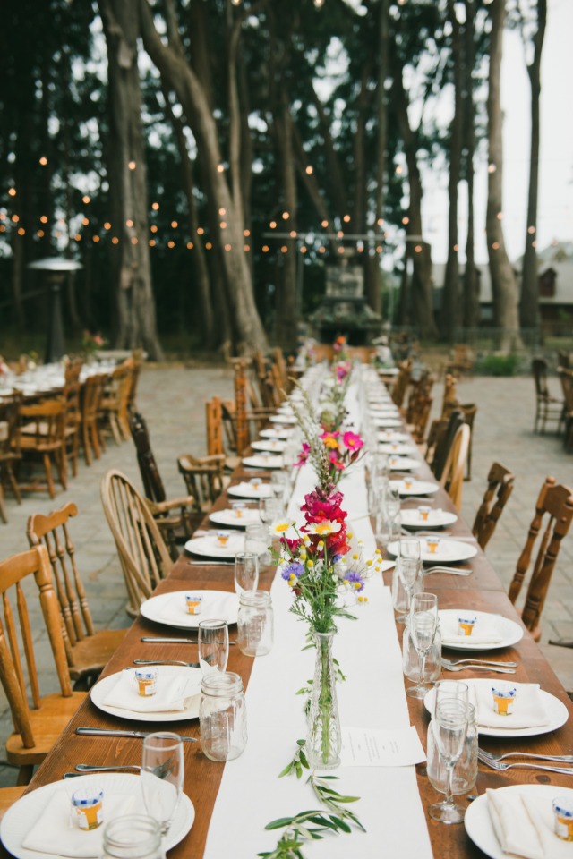 warm and friendly family style wedding seating