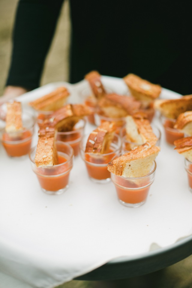 mini grilled cheese and tomato soup shooters