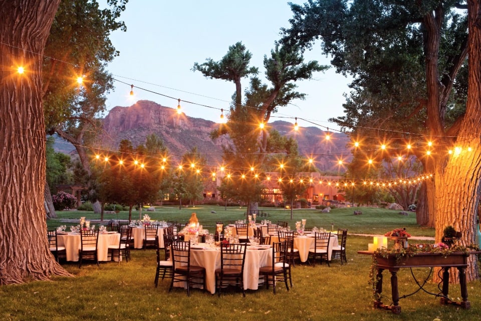 Beautiful outdoor reception at Gateway Canyons Resort in Colorado