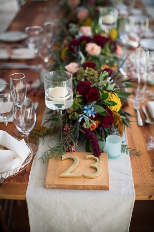 modern wood and gold table numbers
