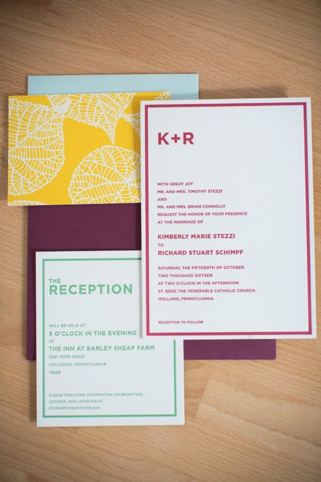 bright and cheery fall wedding invitation suite
